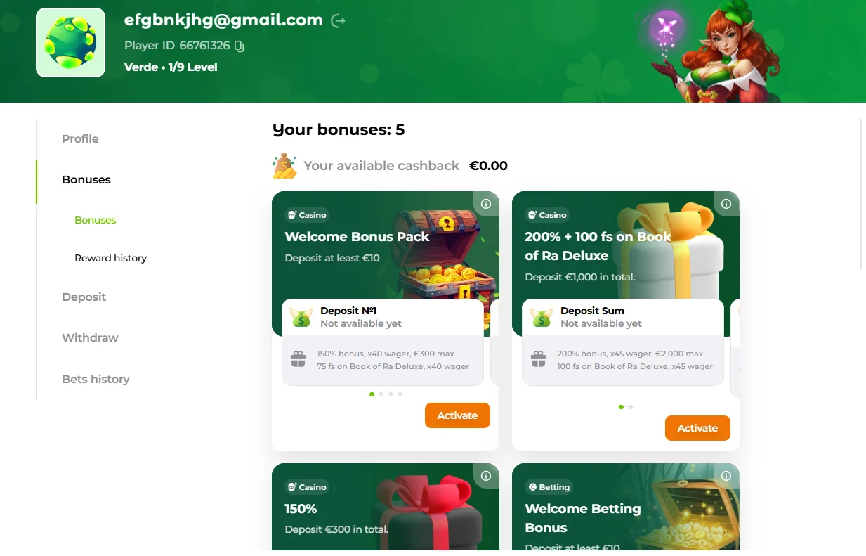 Bonuses Verde Casino