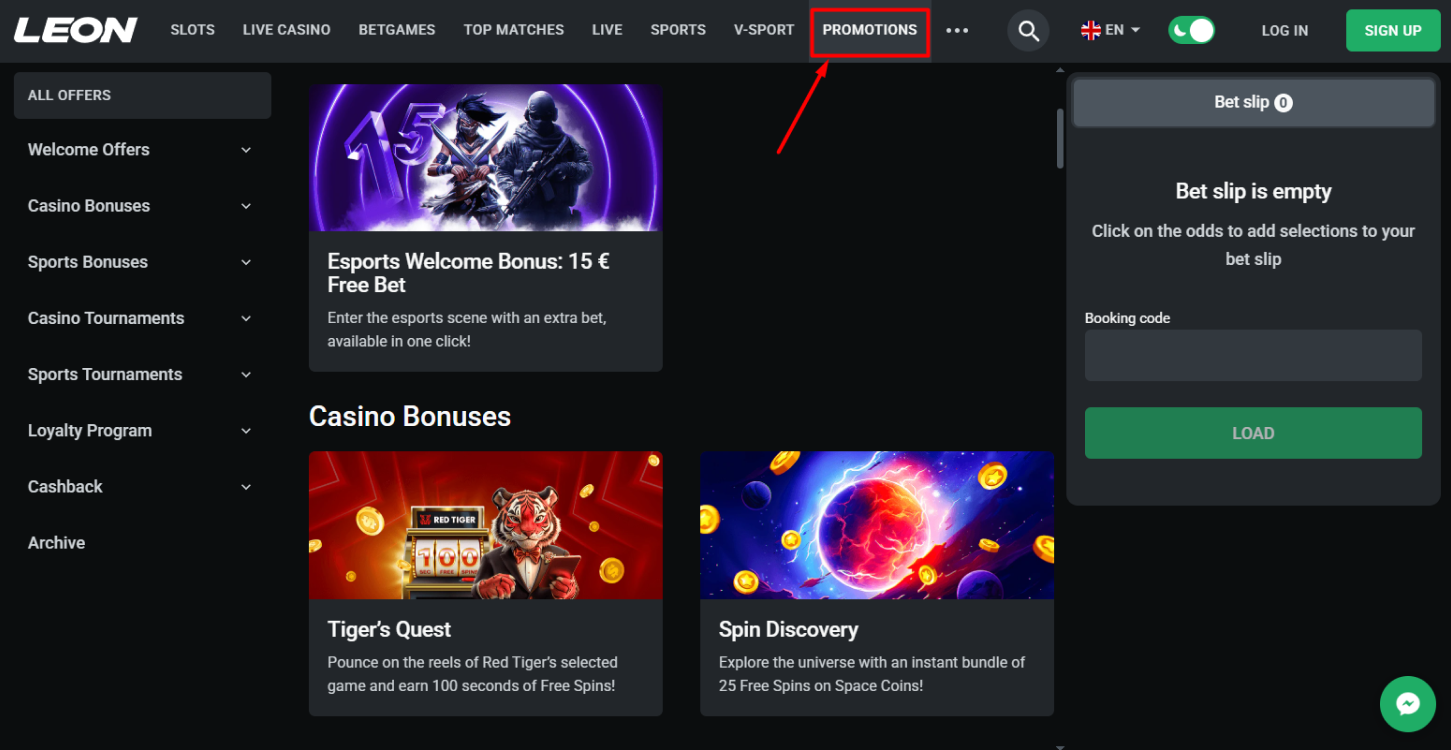 Bonuses Leon Casino