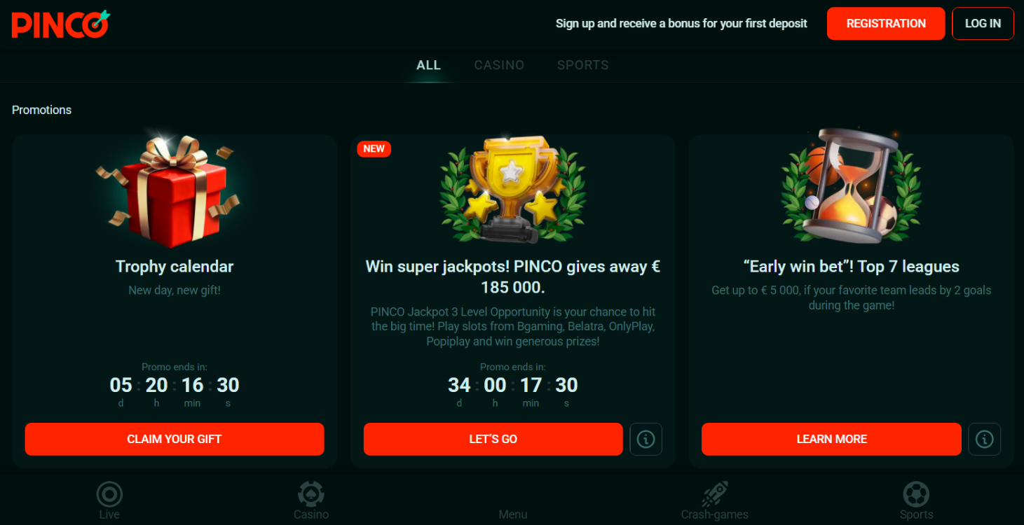 Bonuses Pinco