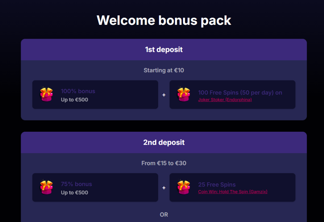 Welcome bonus NV